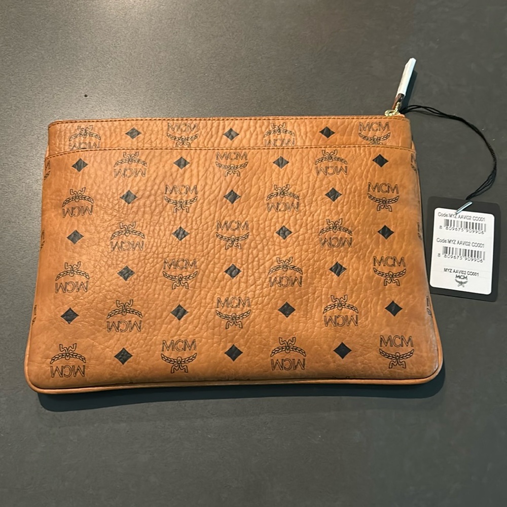 NWT AUTHENTIC COGNAC VISETOS MCM CROSSBODY BAG